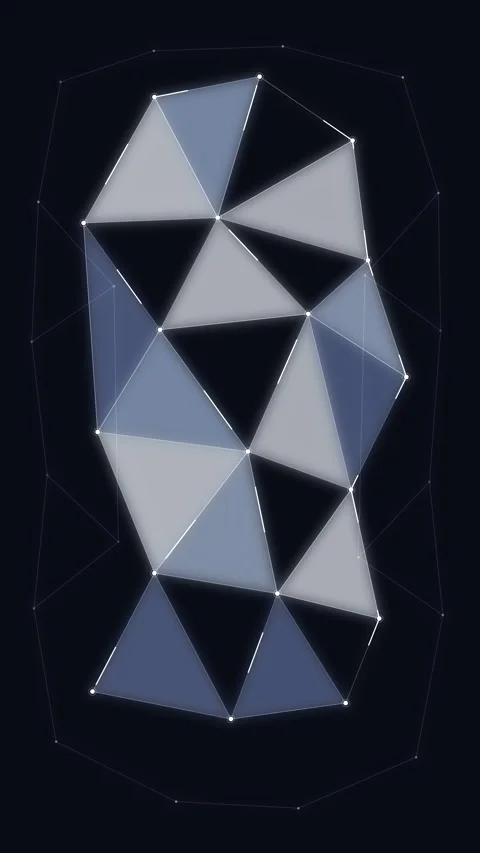 Low poly loop morphing wireframe triangles animation Stock Footage 346638021