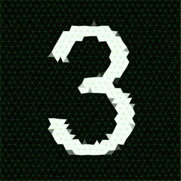 Low poly.  Low poly alphabet collection. Number tree Stock Illustration