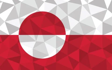 Low poly Low poly Greenland flag vector illustration. Triangular Greenlander  스톡 일러스트