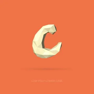 Low Poly Lower Case Alphabet Letter c Stock Illustration