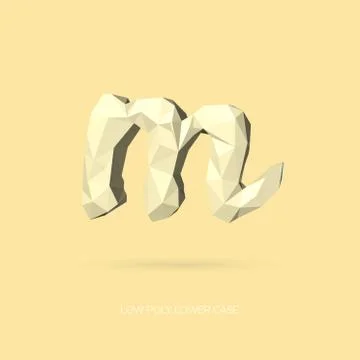 Low Poly Lower Case Alphabet Letter m Stock Illustration
