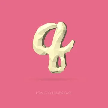 Low Poly Lower Case Alphabet Letter q Stock Illustration