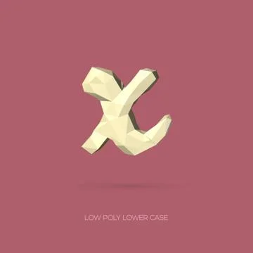 Low Poly Lower Case Alphabet Letter x - Hand Drawn Style - Vector Illustratio Stock Illustration