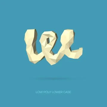 Low Poly Lower Case Alphabet Letter w - Hand Drawn Style - Vector Illustratio Stock Illustration