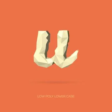Low Poly Lower Case Alphabet Letter u - Hand Drawn Style - Vector Illustratio Stock Illustration