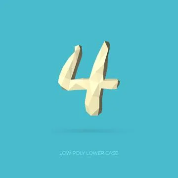 Low Poly Lower Case Alphabet Number 4 Stock Illustration