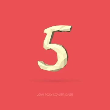Low Poly Lower Case Alphabet Number 5 Stock Illustration