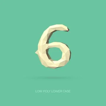 Low Poly Lower Case Alphabet Number 6 Stock Illustration
