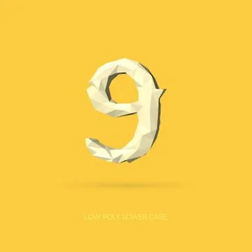 Low Poly Lower Case Alphabet Number 9 Stock Illustration