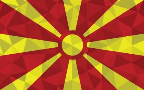 Low poly Macedonia flag vector illustration. Triangular Macedonian flag graph Stock Illustration