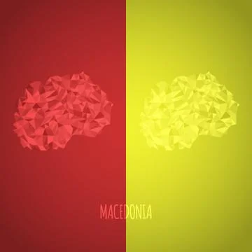 Low Poly Macedonia Map with National Colors Stock Illustration