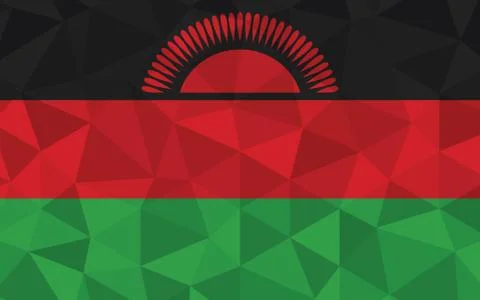Low poly Malawi flag vector illustration. Triangular Malawian flag graphic. M Illustration
