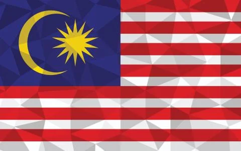 Low poly Malaysia flag vector illustration. Triangular Malaysian flag graphic Stock Illustration