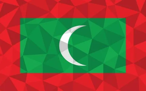 Low poly Maldives flag vector illustration. Triangular Maldivian flag graphic 스톡 일러스트