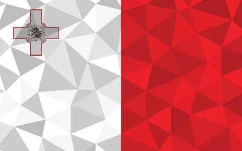 Low poly Malta flag vector illustration. Triangular Maltese flag graphic. Mal Stockillustratie