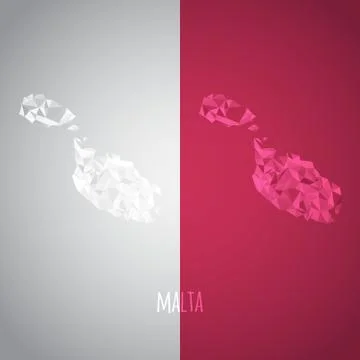 Low Poly Malta Map with National Colors Stock Illustration