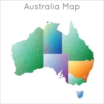 Low Poly map of Australia. Australia geometric polygonal, mosaic style map. Stock Illustration