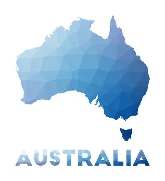 Low poly map of Australia. Geometric illustration of the country. Australia.. Stock Illustration