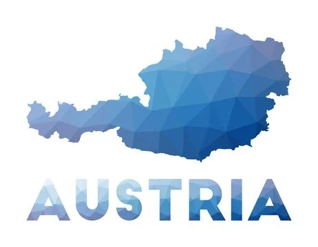 Low poly map of Austria. Geometric illustration of the country. Austria pol.. 스톡 일러스트
