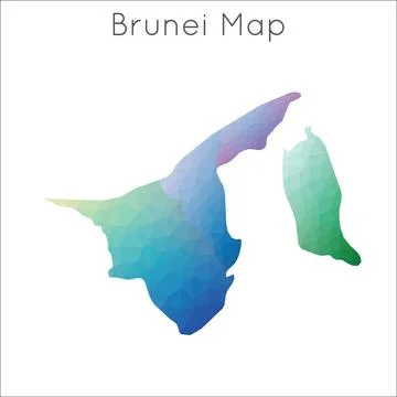 Low Poly map of Brunei. Brunei geometric polygonal, mosaic style map. Stock Photos