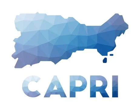 Low poly map of Capri. Geometric illustration of the island. Capri polygona.. Stock Illustration
