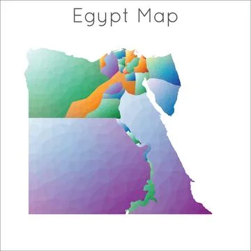 Low Poly map of Egypt. Egypt geometric polygonal, mosaic style map. Stock Photos