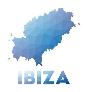 Low poly map of Ibiza. Geometric illustration of the island. Ibiza polygona.. 스톡 일러스트