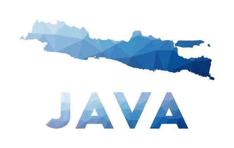 Low poly map of Java. Geometric illustration of the island. Java polygonal .. Stock Illustration