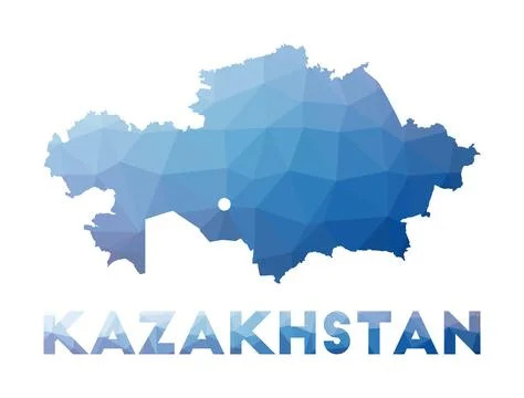 Low poly map of Kazakhstan. Geometric illustration of the country. Kazakhst.. Stock Illustration