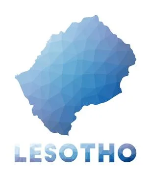 Low poly map of Lesotho. Geometric illustration of the country. Lesotho pol.. Illustrazione stock