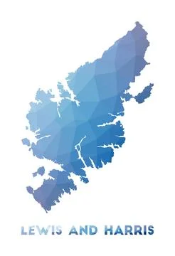 Low poly map of Lewis and Harris. Geometric illustration of the island. Lew.. 스톡 일러스트