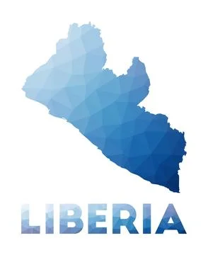 Low poly map of Liberia. Geometric illustration of the country. Liberia pol.. 스톡 일러스트