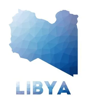 Low poly map of Libya. Geometric illustration of the country. Libya polygon.. Stock Illustration