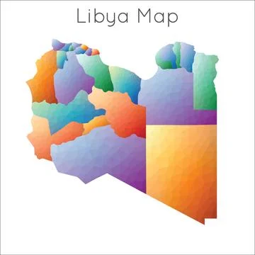 Low Poly map of Libya. Libya geometric polygonal, mosaic style map. Stock Illustration