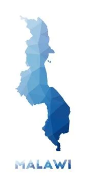 Low poly map of Malawi. Geometric illustration of the country. Malawi polyg.. Illustrazione stock