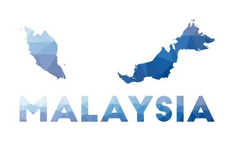 Low poly map of Malaysia. Geometric illustration of the country. Malaysia p.. イラスト素材
