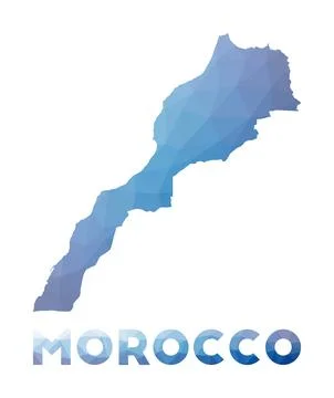 Low poly map of Morocco. Geometric illustration of the country. Morocco pol.. Stock Illustration