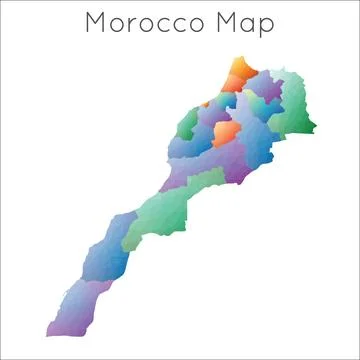 Low Poly map of Morocco. Morocco geometric polygonal, mosaic style map. Stock Photos