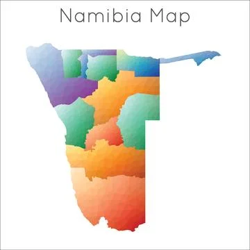 Low Poly map of Namibia. Namibia geometric polygonal, mosaic style map. Stock Photos