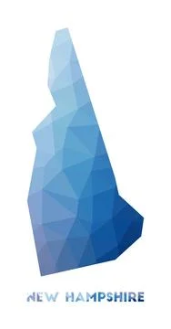 Low poly map of New Hampshire. Geometric illustration of the us state. New .. Stockillustratie
