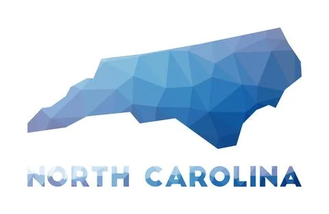 Low poly map of North Carolina. Geometric illustration of the us state. Nor.. Stockillustratie