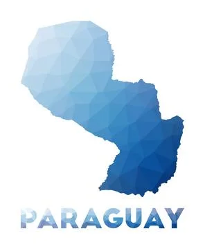 Low poly map of Paraguay. Geometric illustration of the country. Paraguay p.. Stock Illustration