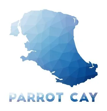 Low poly map of Parrot Cay. Geometric illustration of the island. Parrot Ca.. Illustrazione stock