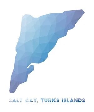 Low poly map of Salt Cay, Turks Islands. Geometric illustration of the isla.. イラスト素材