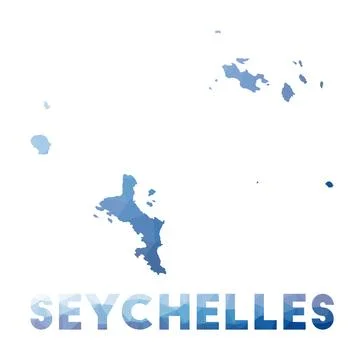 Low poly map of Seychelles. Geometric illustration of the island. Seychelle.. Stock Illustration