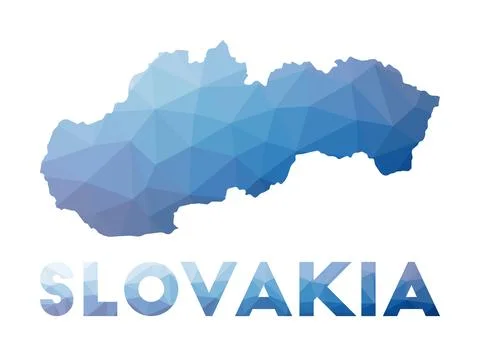 Low poly map of Slovakia. Geometric illustration of the country. Slovakia p.. Stock Illustration