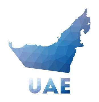 Low poly map of UAE. Geometric illustration of the country. UAE polygonal m.. Stock Photos