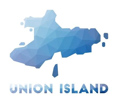 Low poly map of Union Island. Union Island polygonal map. Technology, inter.. Illustrazione stock