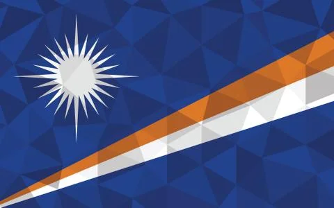 Low poly Marshall Islands flag vector illustration. Triangular Marshallese fl Stock Illustration