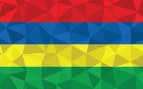 Low poly Mauritius flag vector illustration. Triangular Mauritian flag graphi Stock Illustration